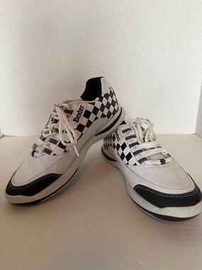 Vintage Dexter Men's White and Black Checkerboard Athletic Sneakers